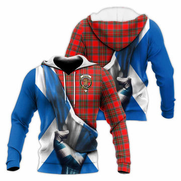 Binning Tartan Knitted Hoodie with Family Crest Scotland Patriotic Style