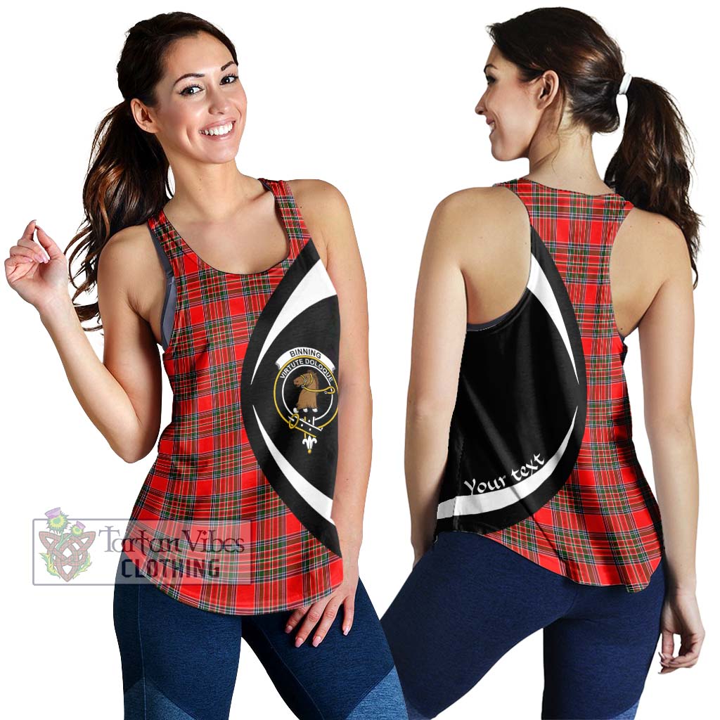 Binning Tartan Women's Racerback Tanks with Family Crest Circle Style 4XL - Tartan Vibes Clothing