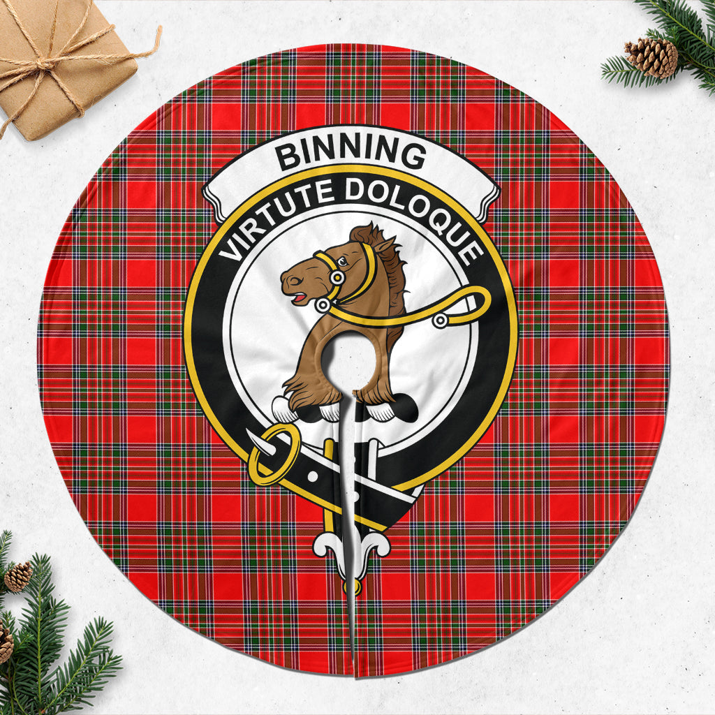 Binning Tartan Christmas Tree Skirt with Family Crest - Tartanvibesclothing