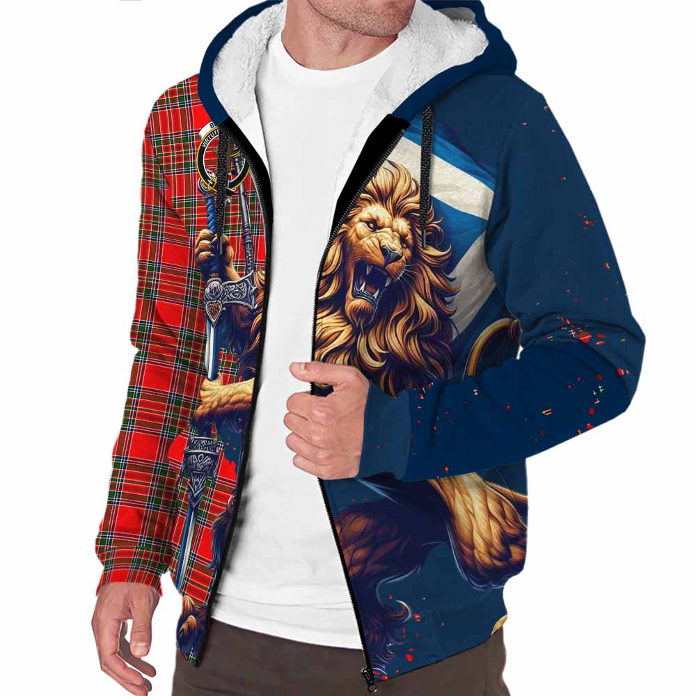 Tartan Vibes Clothing Binning Tartan Family Crest Sherpa Hoodie with Scottish Majestic Lion