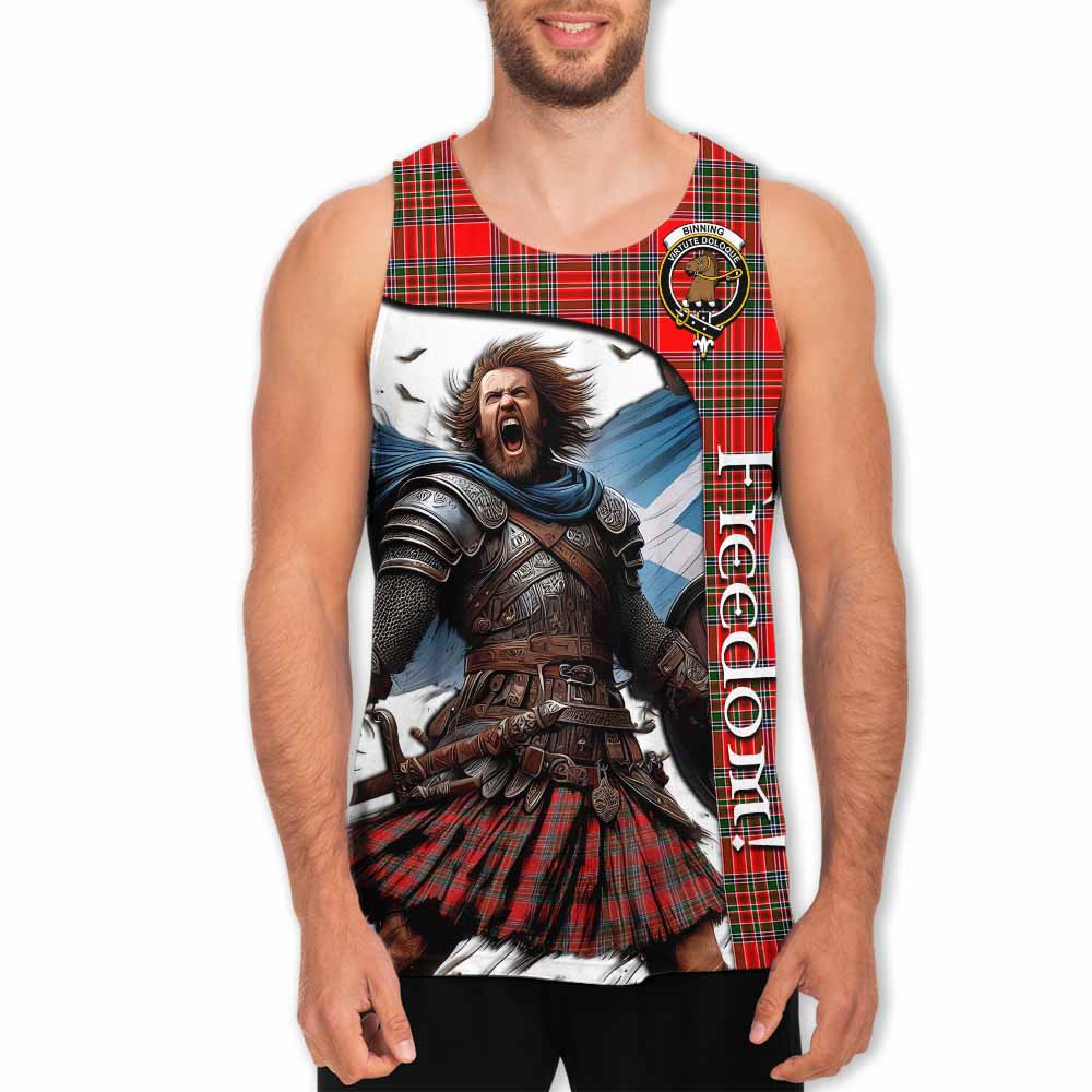 Tartan Vibes Clothing Binning Crest Tartan Men's Tank Top Inspired by the Freedom of Scottish Warrior