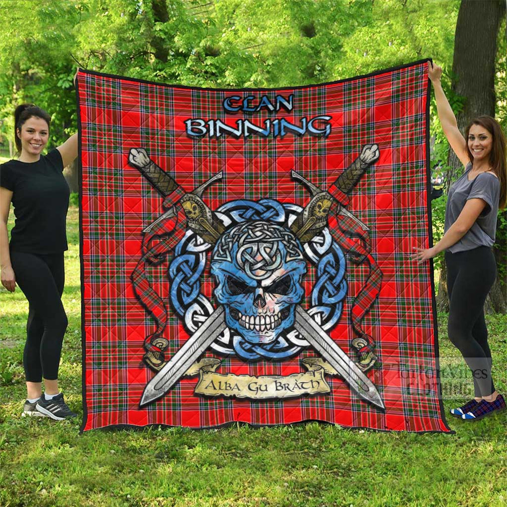 Tartan Vibes Clothing Binning Tartan Quilt with Celtic Skull Alba Gu Brath Style