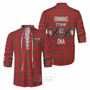 Binning Tartan Ghillie Kilt Shirt with Family Crest DNA In Me Style