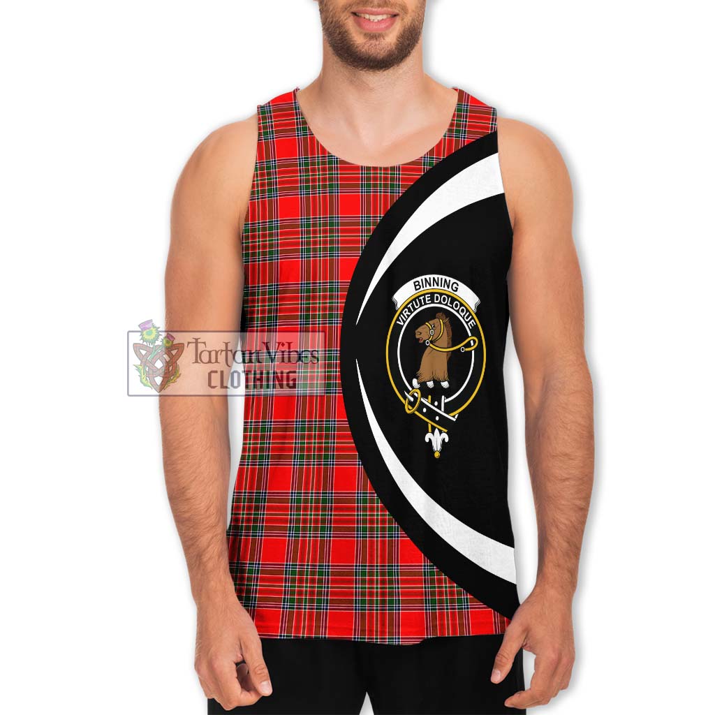 Binning Tartan Men's Tank Top with Family Crest Circle Style Men - Tartan Vibes Clothing