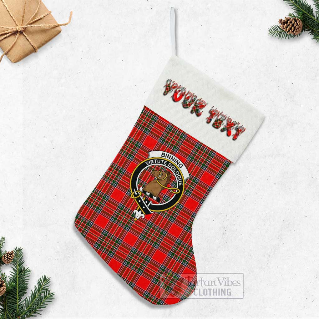 Tartan Vibes Clothing Binning Tartan Family Crest Christmas Stocking with Personalized Text