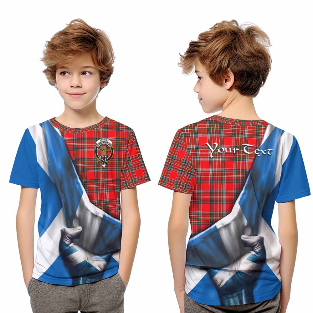 Tartan Vibes Clothing Binning Tartan Kid T-Shirt with Family Crest Scotland Patriotic Style