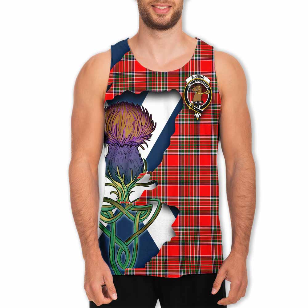 Binning Tartan Family Crest Men's Tank Top Scottish Thistle Celtic Inspired Men - Tartan Vibes Clothing