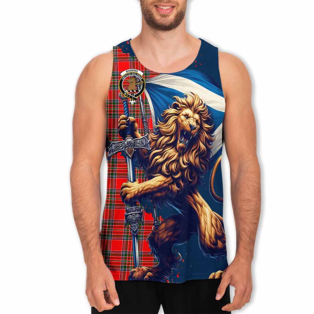 Tartan Vibes Clothing Binning Tartan Family Crest Men's Tank Top with Scottish Majestic Lion