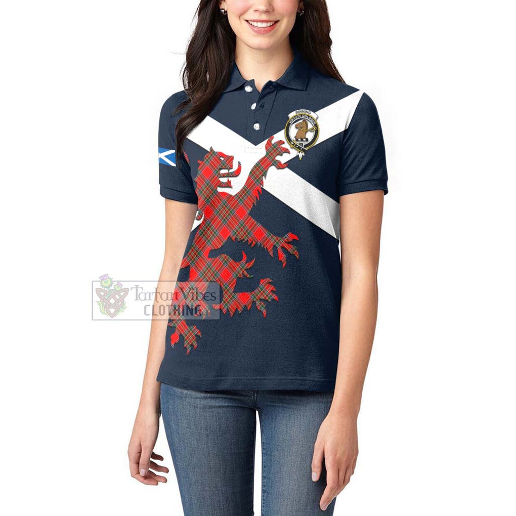 Tartan Vibes Clothing Binning Tartan Lion Rampant Women's Polo Shirt – Proudly Display Your Heritage with Alba Gu Brath and Clan Name