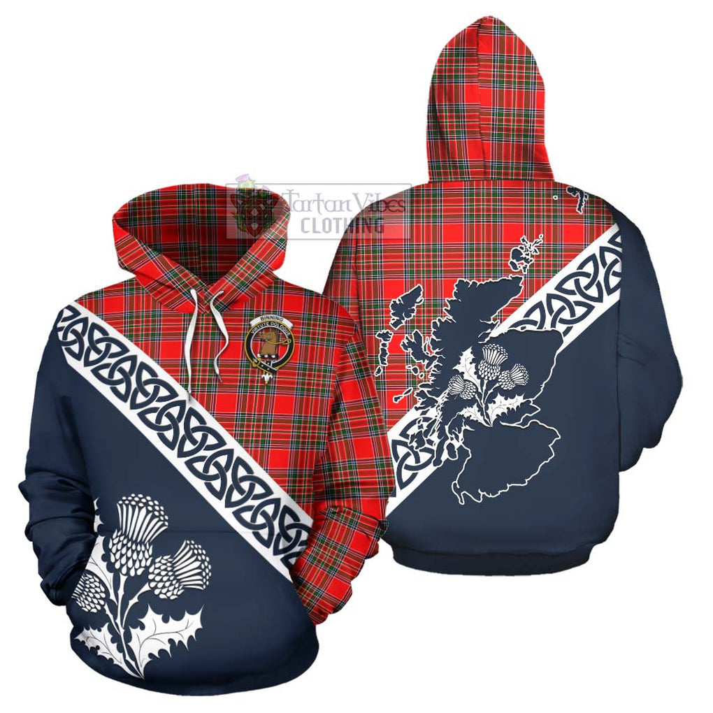 Tartan Vibes Clothing Binning Tartan Hoodie Featuring Thistle and Scotland Map