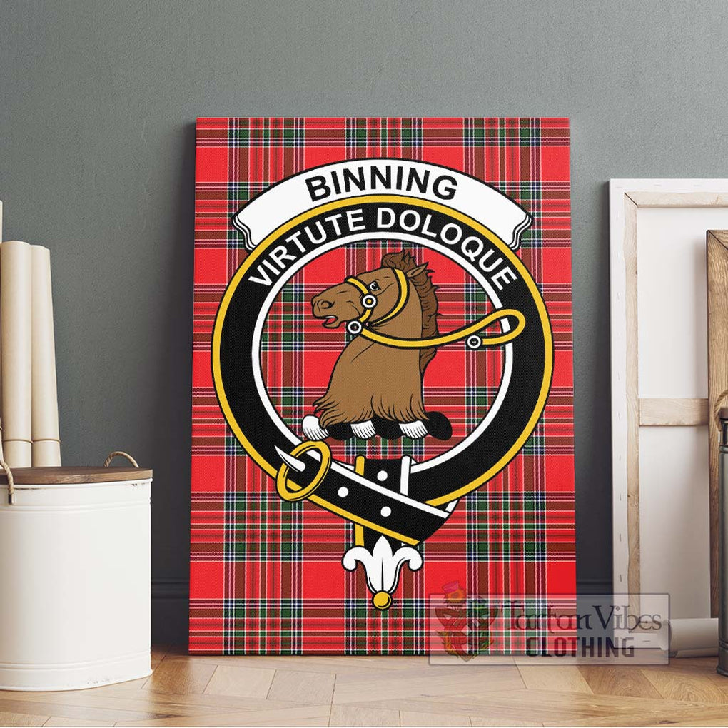 Binning Tartan Canvas Print Wall Art with Family Crest Without Frame - Tartan Vibes Clothing