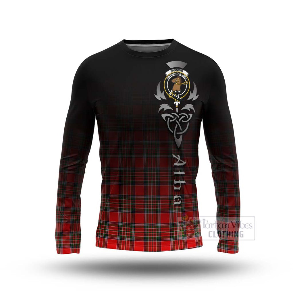 Tartan Vibes Clothing Binning Tartan Long Sleeve T-Shirt Featuring Alba Gu Brath Family Crest Celtic Inspired