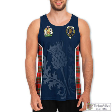 Binning Tartan Men's Tanks Top with Family Crest and Scottish Thistle Vibes Sport Style