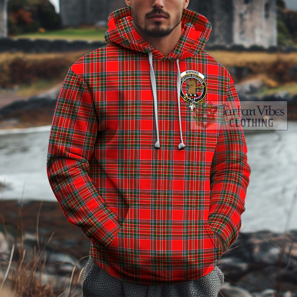 Binning Tartan Cotton Hoodie with Family Crest Pullover Hoodie XS - Tartan Vibes Clothing