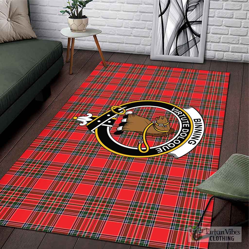 Tartan Vibes Clothing Binning Tartan Area Rug with Family Crest