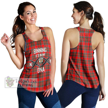 Binning Tartan Women's Racerback Tanks with Family Crest DNA In Me Style