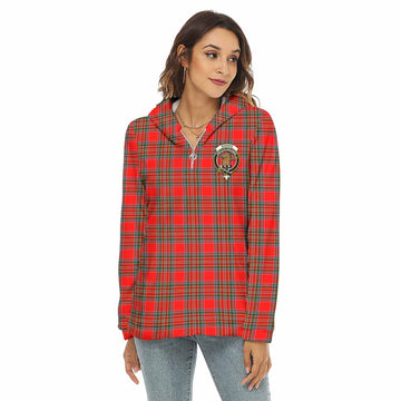 Binning Tartan Crest Women's Borg  Half Zip Fleece Hoodie