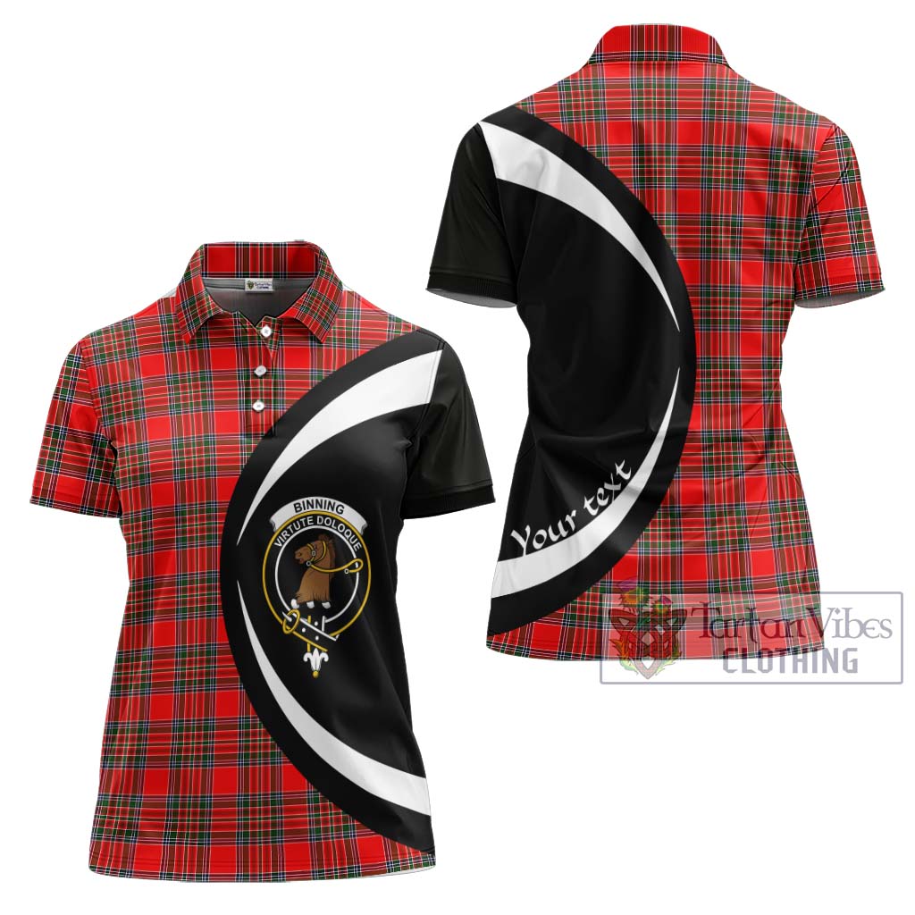 Binning Tartan Women's Polo Shirt with Family Crest Circle Style Women - Tartan Vibes Clothing