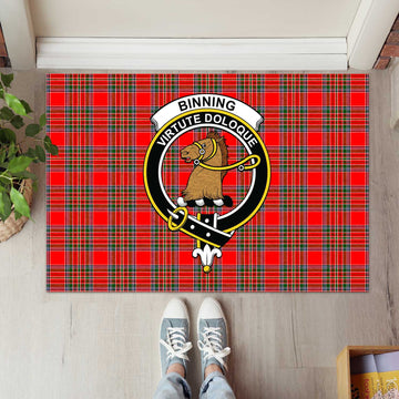 Binning Tartan Door Mat with Family Crest