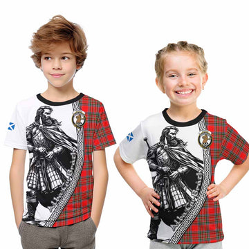 Binning Tartan Clan Crest Kid T-Shirt with Highlander Warrior Celtic Style