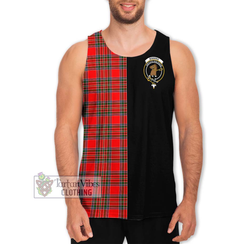 Binning Tartan Men's Tank Top with Family Crest and Half Of Me Style Men - Tartanvibesclothing Shop