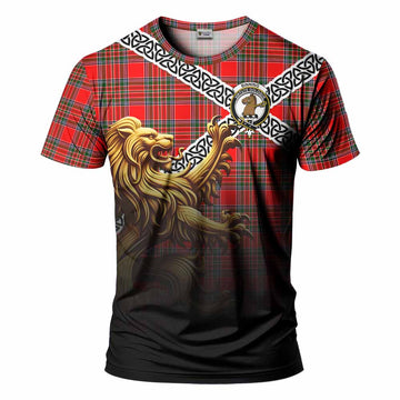 Binning Crest Tartan T-Shirt with Golden Lion Emblem Celtic Style Kid's Shirt - Tartan Vibes Clothing