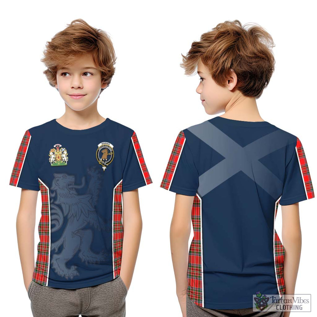 Binning Tartan Kid T-Shirt with Family Crest and Lion Rampant Vibes Sport Style Youth XL Size14 - Tartan Vibes Clothing