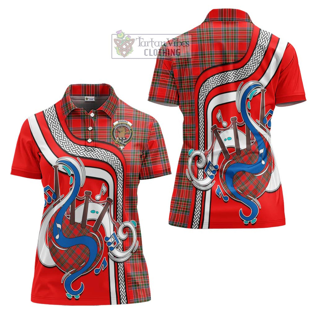 Binning Tartan Women's Polo Shirt with Epic Bagpipe Style Women - Tartanvibesclothing Shop