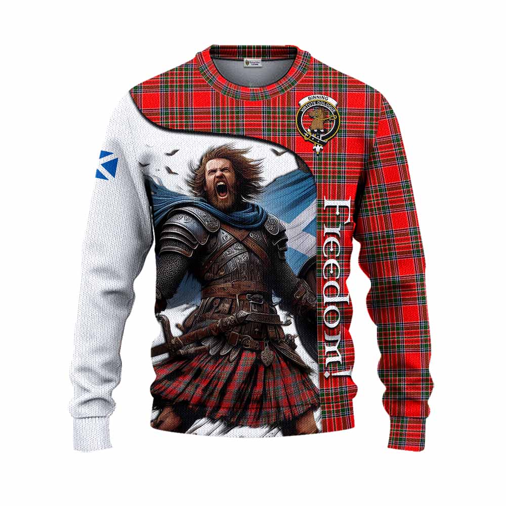 Tartan Vibes Clothing Binning Crest Tartan Knitted Sweater Inspired by the Freedom of Scottish Warrior