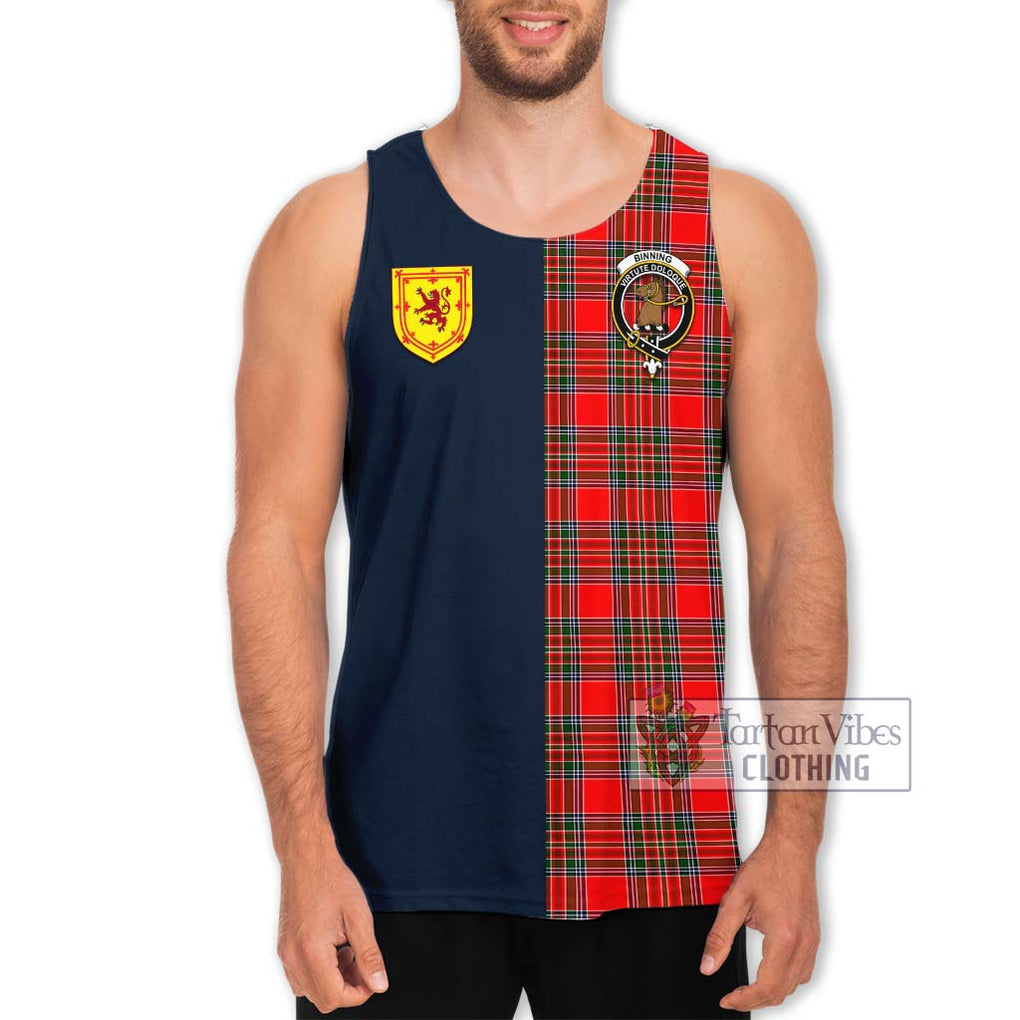 Tartan Vibes Clothing Binning Tartan Men's Tank Top with Scottish Lion Royal Arm Half Style