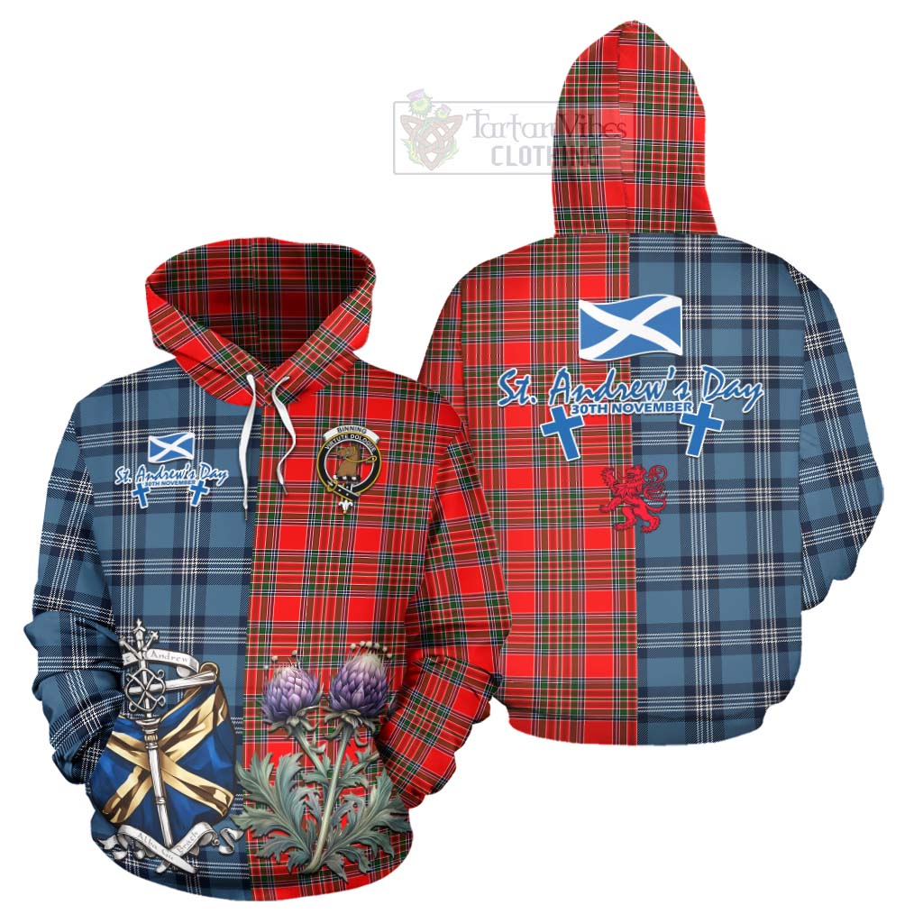 Tartan Vibes Clothing Binning Tartan Hoodie Happy St. Andrew's Day Half Tartan Style