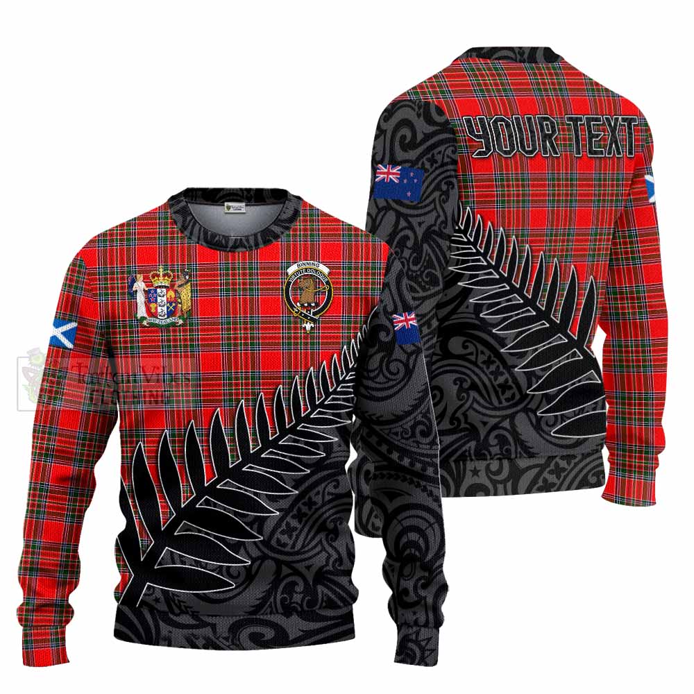 Tartan Vibes Clothing Binning Crest Tartan Knitted Sweater with New Zealand Silver Fern Half Style