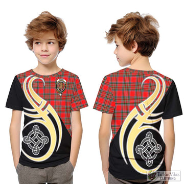 Binning Tartan Kid T-Shirt with Family Crest and Celtic Symbol Style