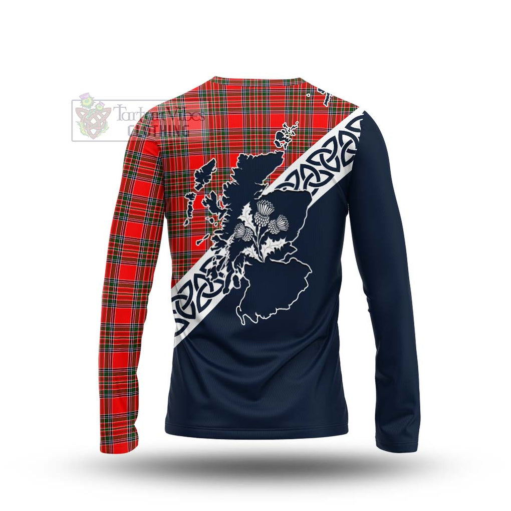 Tartan Vibes Clothing Binning Tartan Long Sleeve T-Shirt Featuring Thistle and Scotland Map