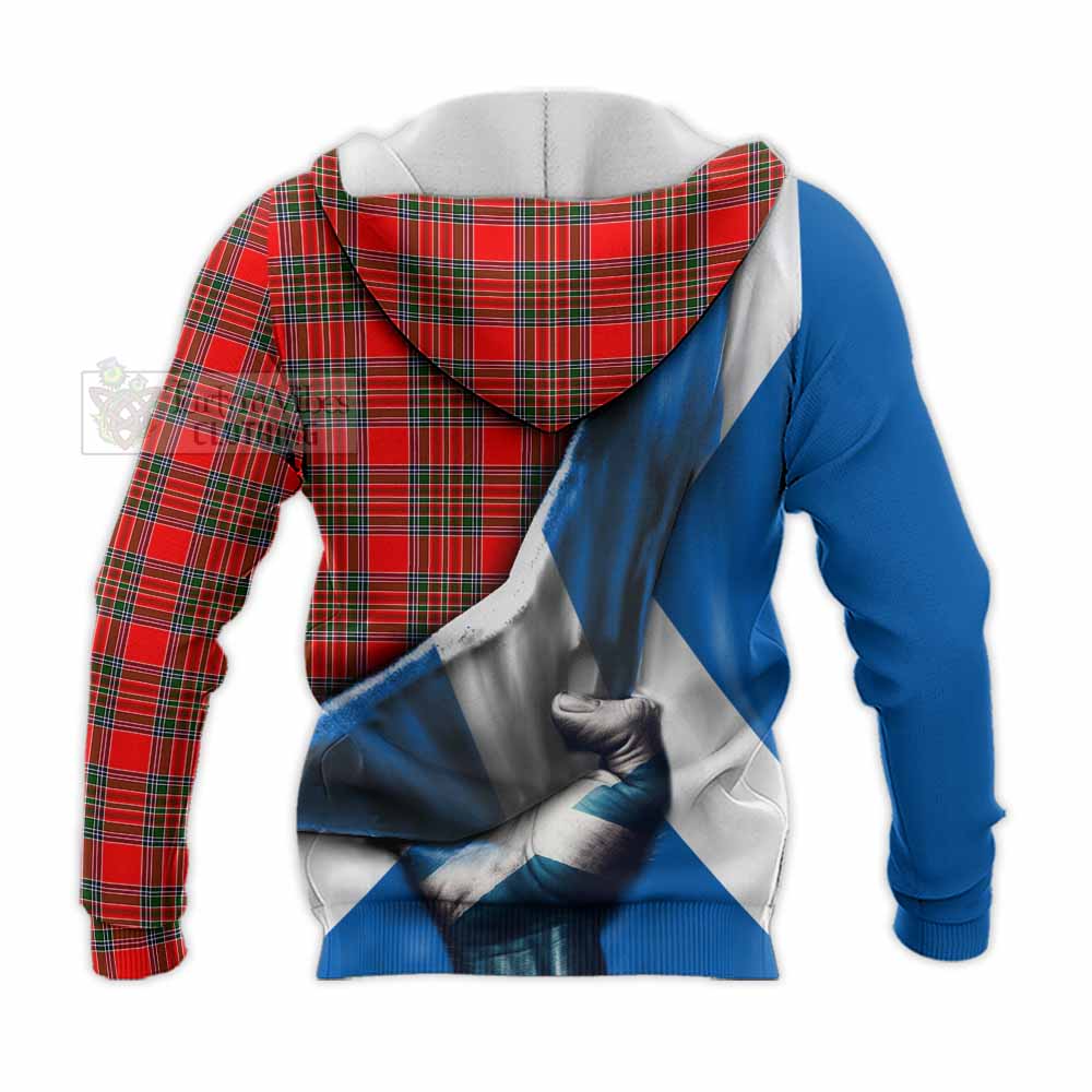 Tartan Vibes Clothing Binning Tartan Knitted Hoodie with Family Crest Scotland Patriotic Style