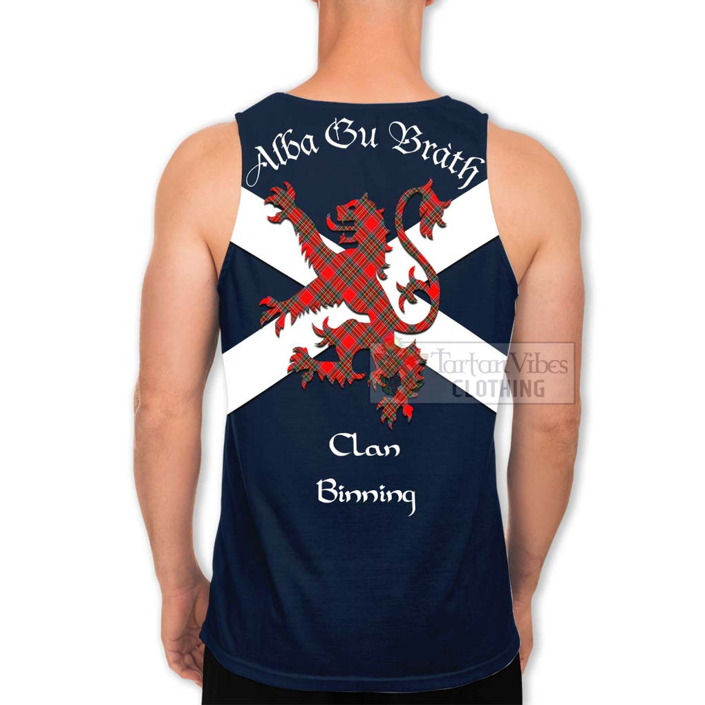 Tartan Vibes Clothing Binning Tartan Lion Rampant Men's Tank Top – Proudly Display Your Heritage with Alba Gu Brath and Clan Name