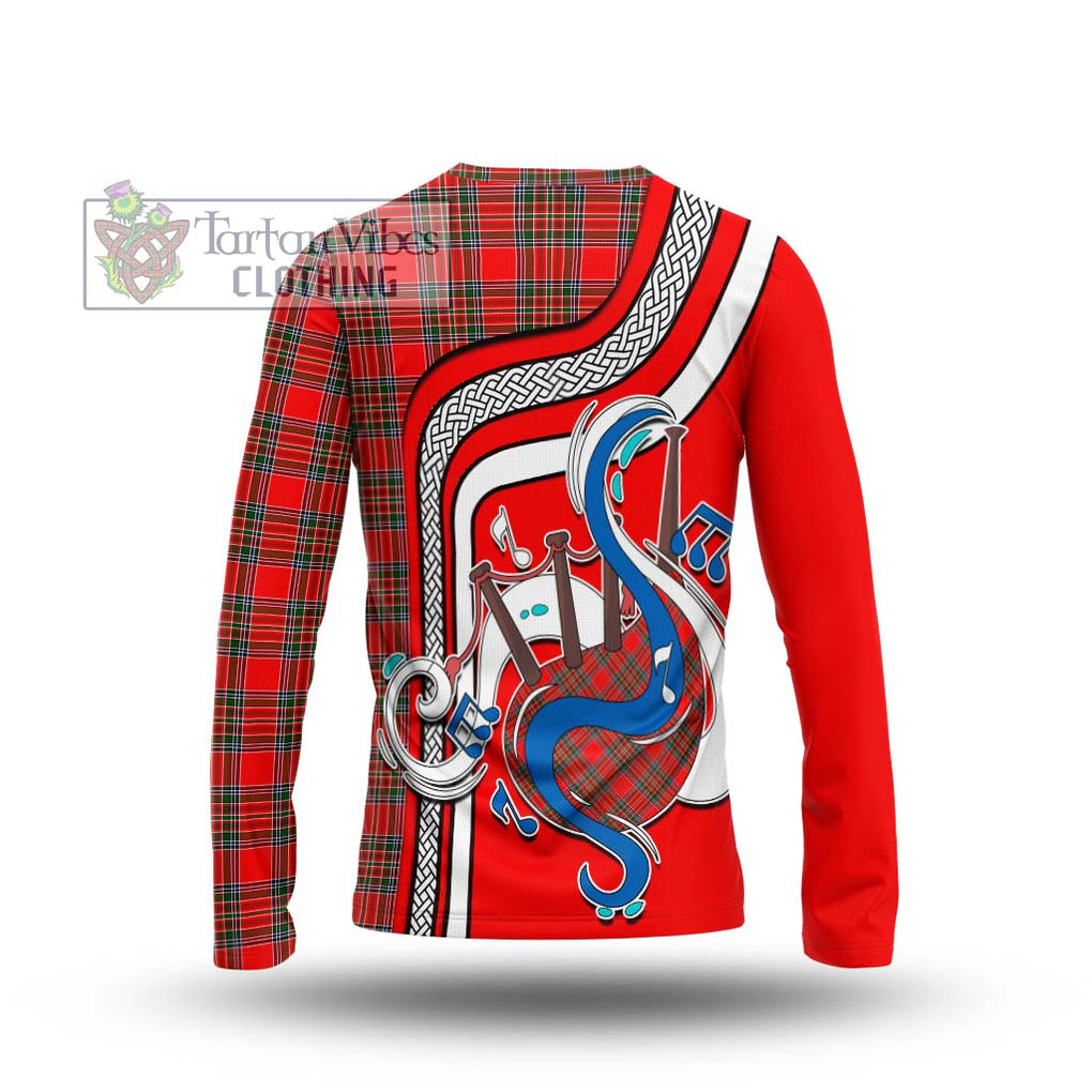 Tartan Vibes Clothing Binning Tartan Long Sleeve T-Shirt with Epic Bagpipe Style