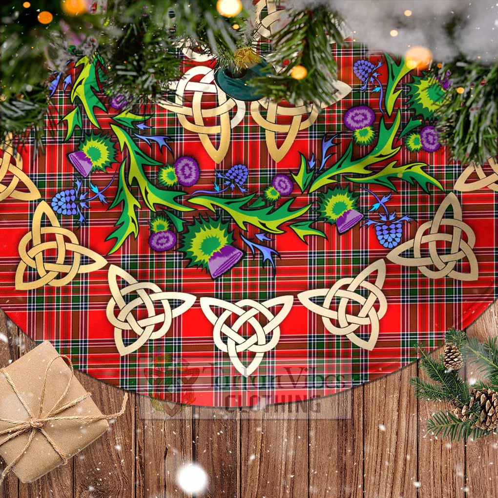 Tartan Vibes Clothing Binning Tartan Christmas Tree Skirt with Thistle Celtic Knot Style