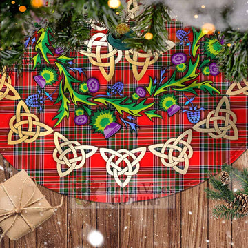 Binning Tartan Christmas Tree Skirt with Thistle Celtic Knot Style