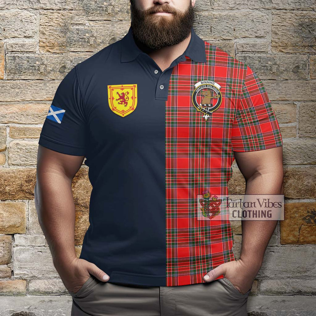 Tartan Vibes Clothing Binning Tartan Polo Shirt with Scottish Lion Royal Arm Half Style