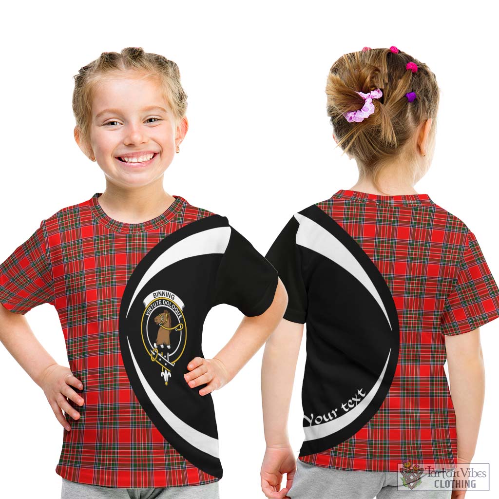 Binning Tartan Kid T-Shirt with Family Crest Circle Style - Tartan Vibes Clothing