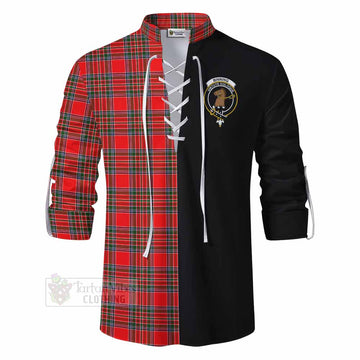 Binning Tartan Ghillie Kilt Shirt with Family Crest and Half Of Me Style