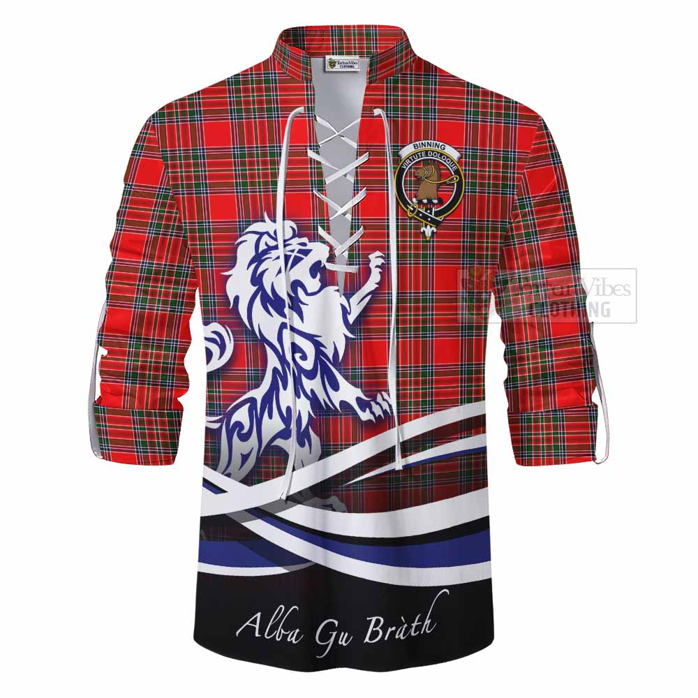 Tartan Vibes Clothing Binning Tartan Ghillie Kilt Shirt with Alba Gu Brath Regal Lion Emblem