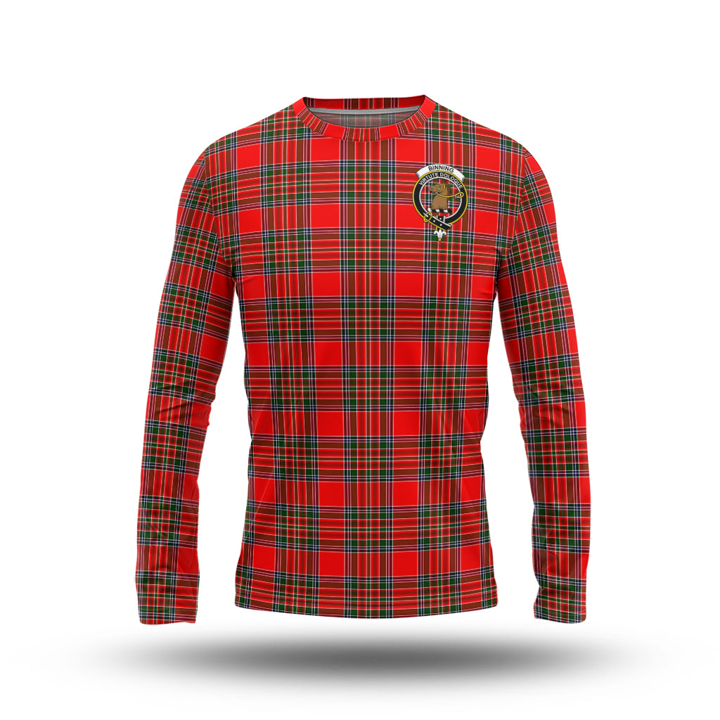 Binning Tartan Long Sleeve T-Shirt with Family Crest - Tartanvibesclothing