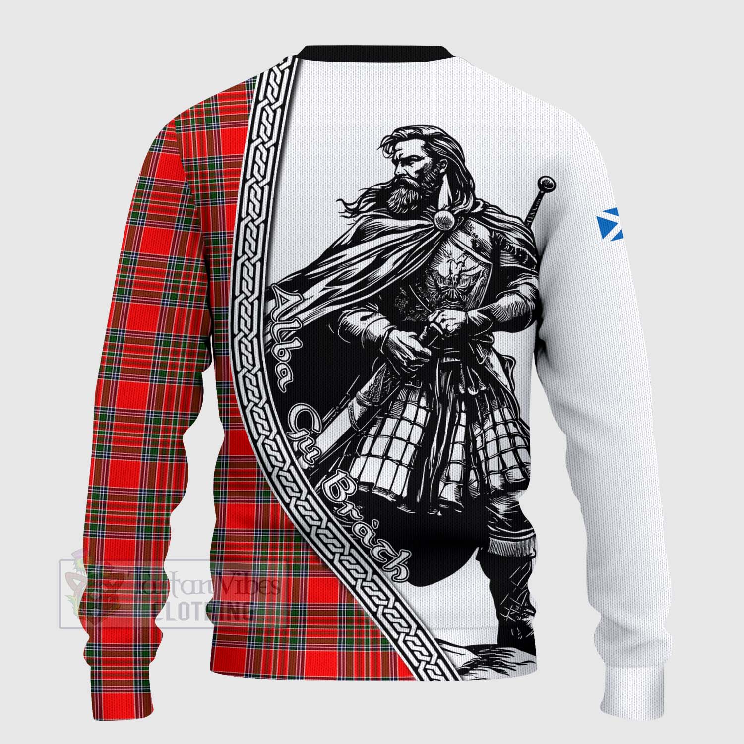 Tartan Vibes Clothing Binning Tartan Clan Crest Knitted Sweater with Highlander Warrior Celtic Style