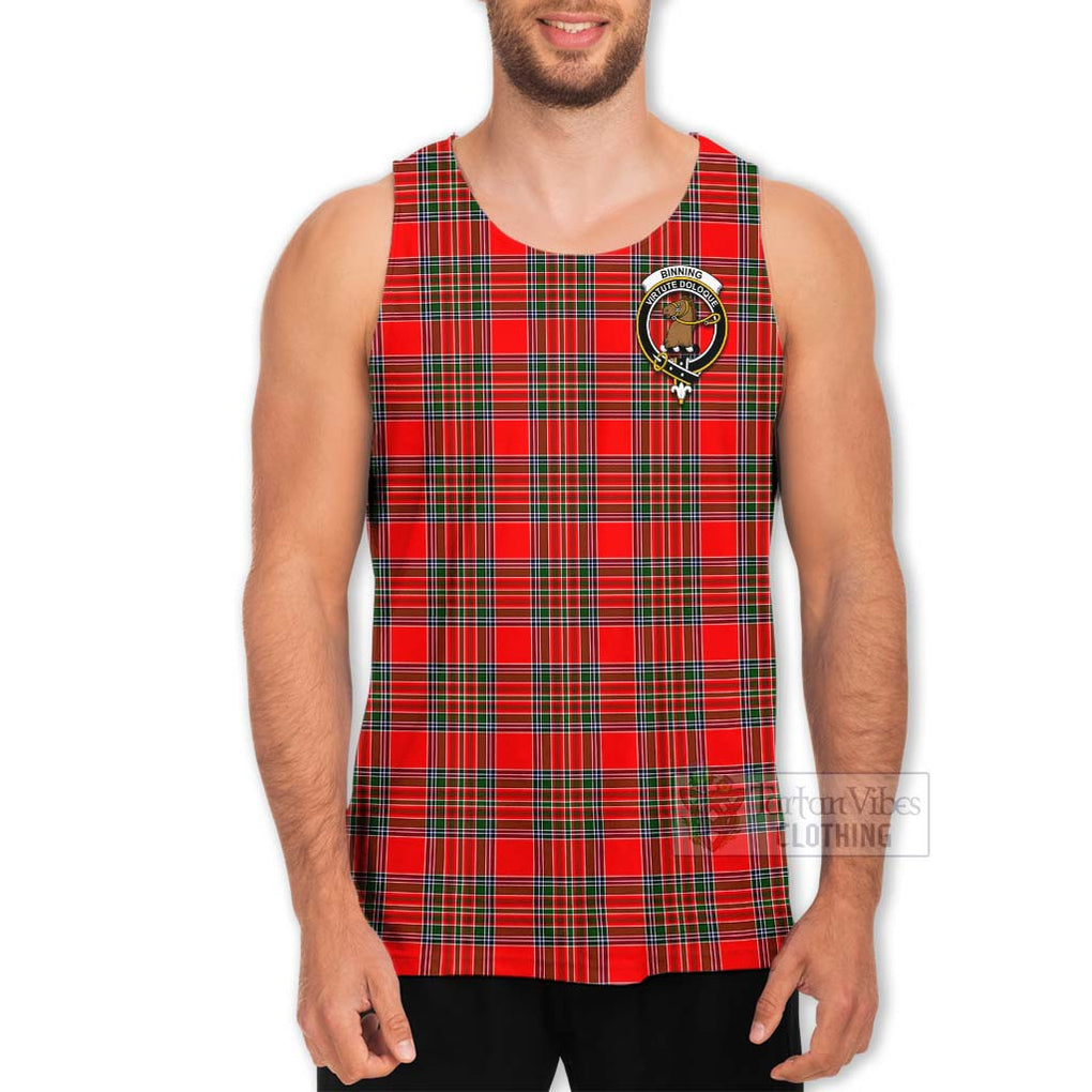 Tartan Vibes Clothing Binning Tartan Men's Tank Top with Family Crest and Bearded Skull Holding Bottles of Whiskey