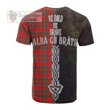 Binning Tartan Family Crest Cotton T-shirt Alba Gu Brath Be Brave Lion Ancient Style - Tartan Vibes Clothing