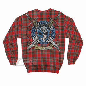 Binning Tartan Sweatshirt with Family Crest Celtic Skull Style - Tartan Vibes Clothing