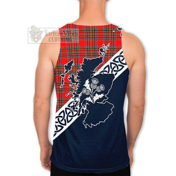 Binning Tartan Men's Tank Top Featuring Thistle and Scotland Map