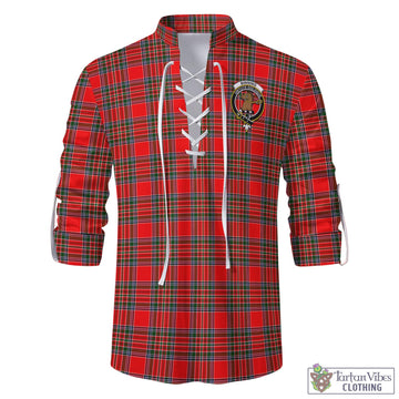 Binning Tartan Men's Scottish Traditional Jacobite Ghillie Kilt Shirt with Family Crest